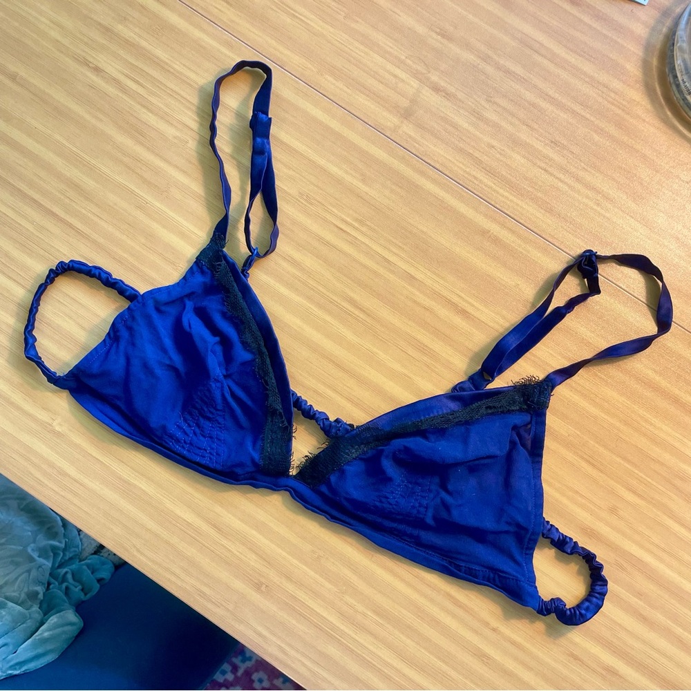 MARNI Blue with Black Lace Silk Bralette IT sz II
